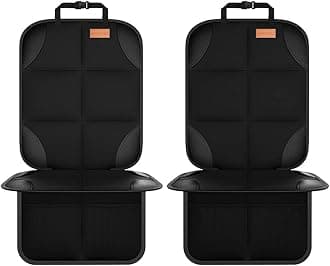 SMART ELF Car Seat Protector, 2Pack Seat Protector Protect Child Seats with Thickest Padding and Non-Slip Backing Mesh Pockets for Baby and Pet,Sedan SUV Truck (Black)