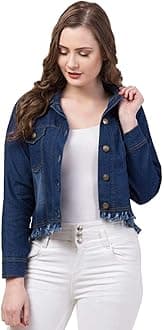 Women Denim Standard Length Full Sleeve Solid Jacket