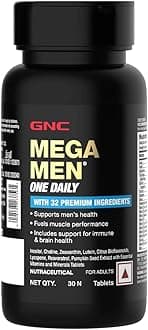 - Mega Men One Daily Multivitamin|30 Tablets|32 Premium Ingredients|Promotes Men'S Well-Being|Supports Muscle Function|Boosts Immunity|Improves Memory & Focus|Formulated In Usa,1 Count,30 Servings