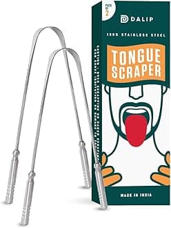 Dalip Tongue Scraper – Stainless Steel Tongue Cleaner – Reusable Non-Slip Handle Design – Easy to Use Tongue Cleaning Tool for Men & Women – Personal Hygiene Accessory for Home & Travel - 2 Pack