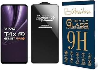 GlassVerse® Toughened Oleophobic Tempered Glass For Vivo T4x 5G (PACK OF 1) with Free Installation Kit Full screen Coverage - 6.72 inch