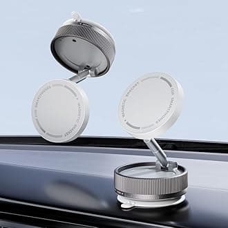 RIGGEAR Upgraded Magnetic Phone Holder with Vacuum Suction- 360° Adjustable, Foldable &Telescopic Car Mount for iPhone & Android - Works on Car Dash, Mirror, Gym & More - White