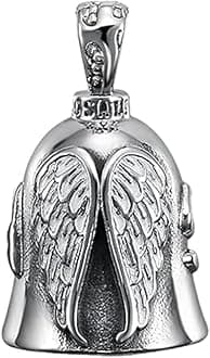 Silver Guardian Bell Motorcycle, Riding Bell Motorcycle Guardian Bell, Riding Luck Key Chain Bell, Winged Motorcycle Bell, Portable Guardian Ride Faster