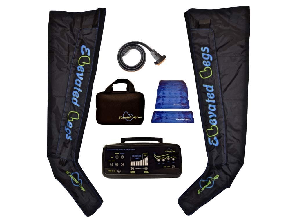Elevated Legs Athlete Recovery Boot System for Air Compression Massage with Leg Sleeves, Hot/Cold Gel Liners, Air Pump, Storage Backpack – Improve Circulation and Recover Quickly (Medium)