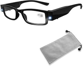 DuanMei Led Readers for Men Women Reading Glasses With Light Magnifying Glasses with Light Led Magnifier Eyeglasses Nighttime Reader Compact Full Frame Eyewear Unisex Clear Vision Lighted Eye Glasses