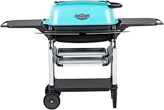 PK Grills Portable Charcoal BBQ Grill and Smoker, Cast Aluminum Outdoor Kitchen Barbecue Grill for Camping, Backyard Grilling, Park, Tailgating, Teal, ​​New Original PK Aaron Franklin Addition