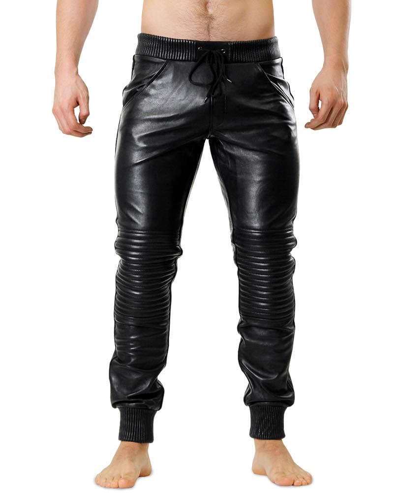Joggers Running leather pants lambskin soft Men