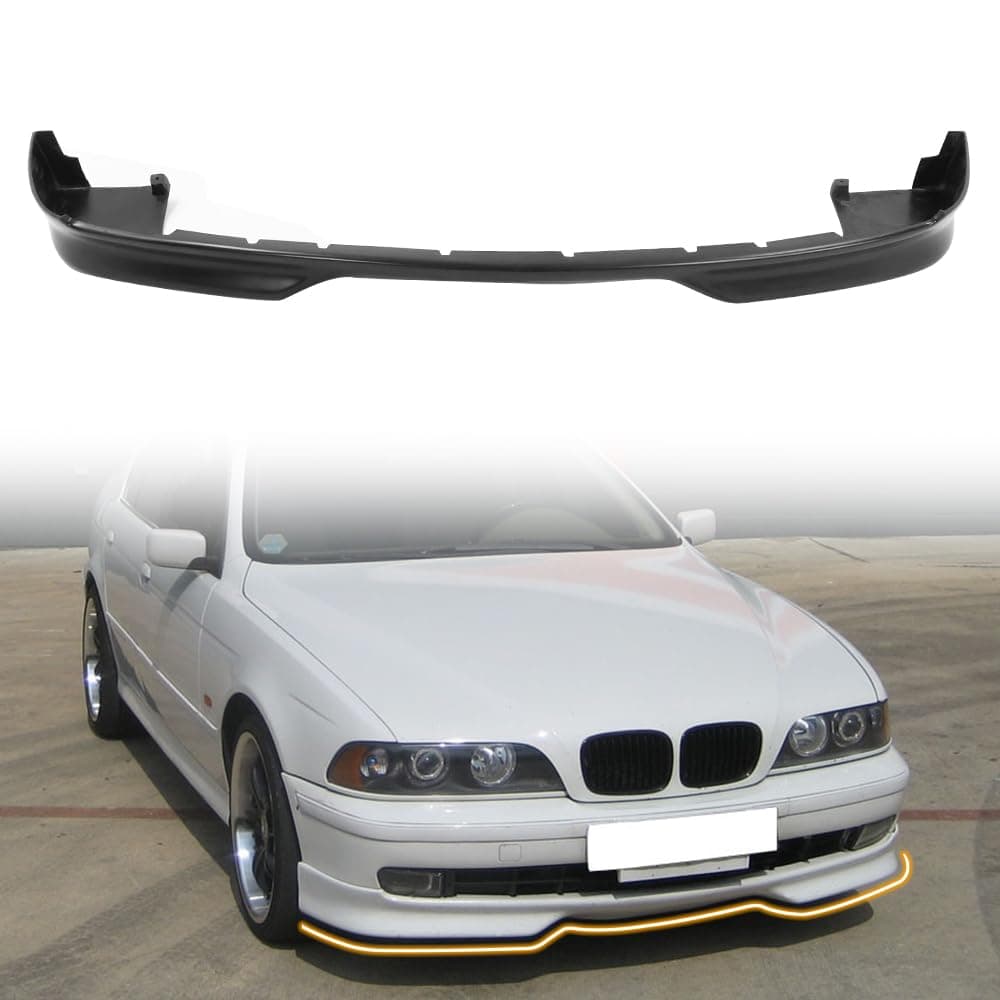 Front Bumper Lip Spoiler, Compatible with 1997-2000 BMW E39 5-Series, PU Black M-Tec Style Add-on Front Splitter Air Dam Chin Protector