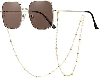 Veda Tinda Vision Sunglasses for Women Trendy Retro 70s 90s Womens Oval and Square Shades UV400 Protection with Glasses Chain