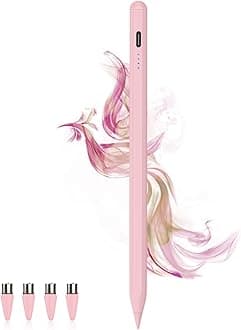 Stylus Pens for Touch Screens Power-Display Tablet Pen POM Tip Magnetic Digital Touch Pen Compatible with iPhone/iPad/iPad Pro/Lenovo/and Other iOS/Android Smartphone and Tablet Devices (Pink)