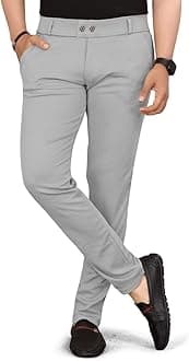 Men's Solid Lycra Slim Fit Stretchable Casual Wear Comfortable Formal Trousers Pants