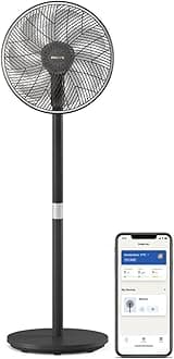 Pedestal Fan 3000 Series - Fan Airflow 2562 m³/h, Ultra Quite, Tiltable & Oscillating, 40cm Head Diameter, Adjustable Height, Connected to Smart Phone, Black - CX3550/01