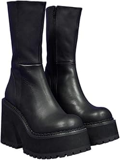 HJUGHPN Heels Women BootsToe Heel Boots for Women leather Shoes Women Black Ankle Boots Winter Shoes Women(7.5 UK)