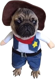 NACOCO Cowboy Dog Costume with Hat - Cat & Small Dog (Large, Multi, 20" Chest, Small Breeds)