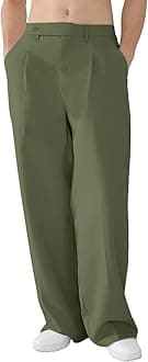 Susclude Mens Casual Dress Pants Pleated Old Money Wide Leg Baggy Pants Fall Relaxed Fit Slacks Work Trousers
