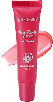Kiss Kandy Tinted Lip Balm | Moisturising Non-Sticky Formula with Olive Oil & Vitamin E | Soft, Smooth & Hydrated Lips All Day | Pomegranate, 10ml