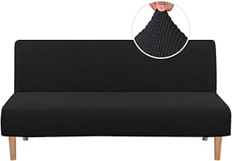 H.VERSAILTEX Armless Futon Slipcover Stretch Sofa Protector Couch Cover Stretch Textured Lycra Textured Small Checks Jacquard Fabric Machine Washable