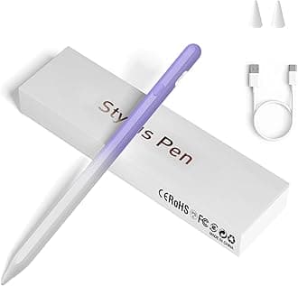 Stylus Pens for Touch Screens, Universal Fine Point iPad Pencil with Magnetic Adsorption Compatible with iPhone/iPad/Samsung/Android/Tablet & Other Touch Screens (White Purple)