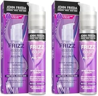 John Frieda Frizz Ease All-in-1 Extra Strength Serum 50ml for Thick Coarse Hair (Pack of 2)