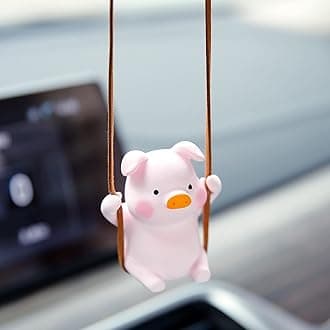 YGMONER Super Cute Swinging Pig Car Mirror Hanging Ornament Car Interior Accessories (Pig)