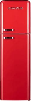 Hoover 326L Top Mount Retro Style Refrigerator, Total No Frost Designt, Fresh Room, Humidity Control, Metal Texture Handle, Bottle Rack, 1 Year Warranty, Red - HTR-M326-RR