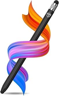 2in1 Tablet Stylus Pen with Soft Rubber Tip,Magnetic Aluminum Body,High Sensitivity & Precision Universal Capacitive Touchscreen Pen for iOS, Android,Smartphone,iPad,Pro,Air,iPhone-Carbon Black