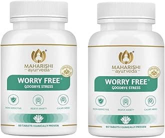 Maharishi Ayurveda Worry Free Ayurvedic Medicine Helps keeps the mind and body calm and relaxed Non Addictive 60 tablets X Pack of 2 (120 Tablets)