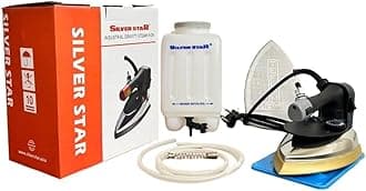 Silver Star steam iron1800W, 220V Industrial Steam with Teflon Shoes Es-300L, 4.0 L Water-Tank (Gold)