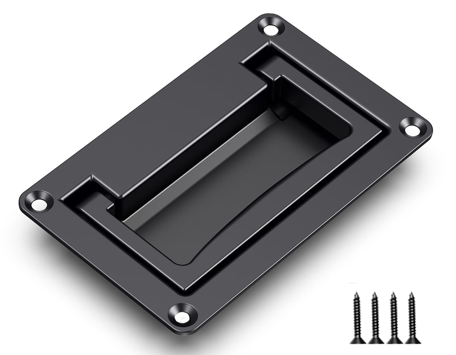 Zinc Alloy Recessed Pull Handle Container Handle Black Flush Lift Recessed Door Handle,4.33 Inch,1 Pack