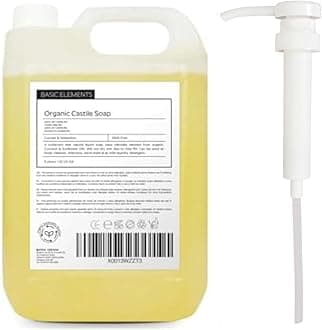 – Basic Elements Organic Castile Soap | 5 Litre | 100% Pure & Natural Liquid Soap Base | Unscented & SLS Free | Ideal for Face, Body, Hands, Pets & Cleaning | Vegan & Biodegradable