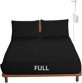 OKOHEY Grounding Fitted Sheets with 15ft Earthing Cord, Full Size, 90% Organic Cotton + 10% Silver Fiber, Soft & Breathable Grounded Sheet for Better Sleep and Enhanced Wellness, Black