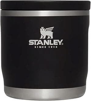 Stanley Adventure to-Go Food Jar 12 Ounces | Vacuum Insulated Thermos Food Container | Wide Mouth Screw On Lid | Packable for Travel | Stainless Steel with Leakproof Lid | BPA-Free | Black Glow