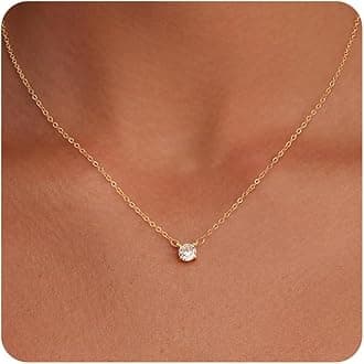 Dainty 14k Gold Plated/Silver Cubic Zirconia Necklaces for Women, Simple CZ Jewelry Necklaces Trendy Gifts