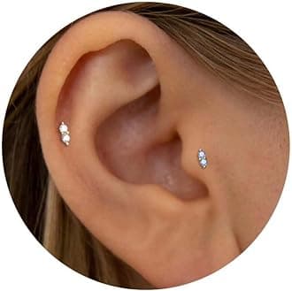 NONTAI2mm Tiny CZ Stud Earrings,16G/18G/20G Birthstone Flat Back Earrings for Women Girls Conch Cartilage Helix Tragus Stud