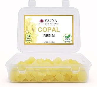 100% Pure-Indian-White-Copal-Resin-Dammar-by-Yajna Natural-Organic-Sacred-Resin Aromatic-Incense-Tear-Rock-Sap Ideal-for-Meditation-Rooms-Yoga-Studios 0.25Lb-113.3-Grams-4-Ounce