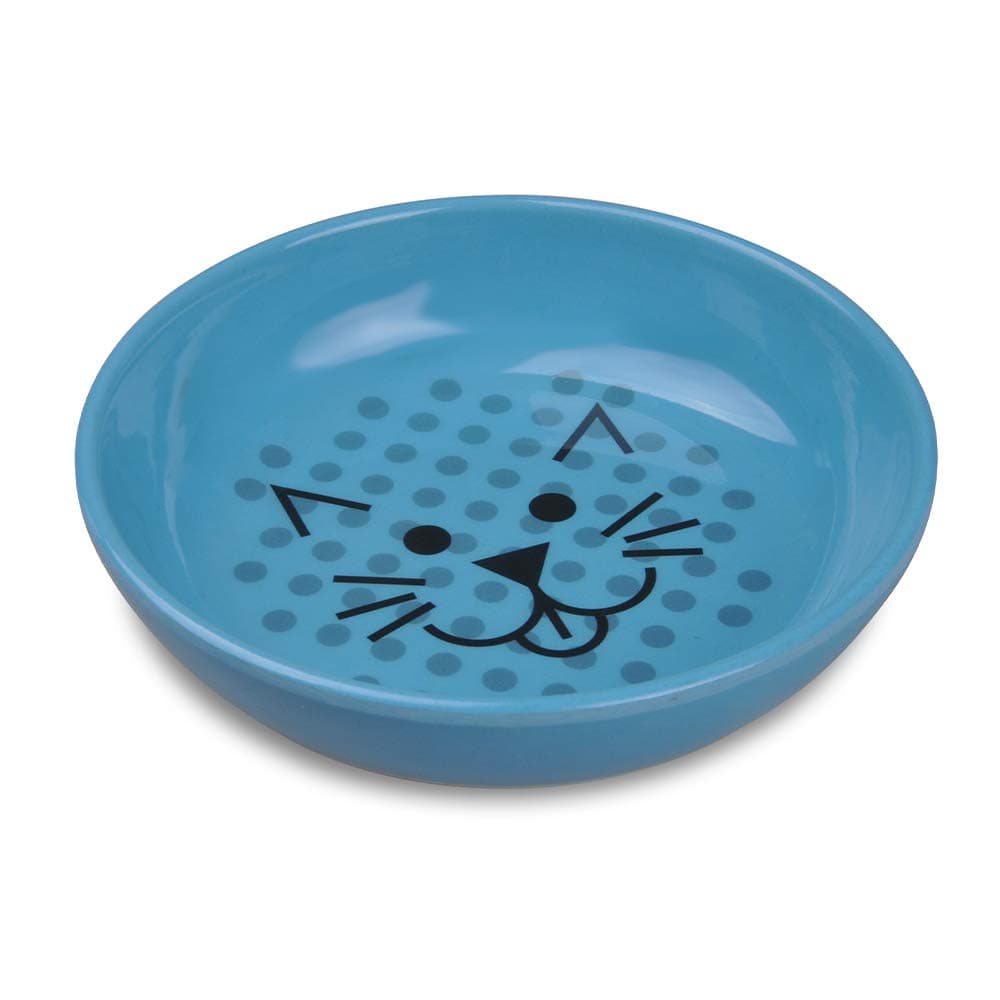 Van Ness ECOWARE Cat Dish, 8 Ounce, Assorted Colors, Pacific Blue, Single Dish (ECW20)
