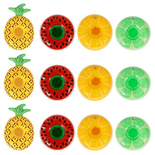Acekid Pool Drink Holders, 12pcs Fruit Inflatable Cup Holder Set, Floating Cup Coasters for Kids and Adults - Fun Pool Party Supplies (12pcs Drink holder)