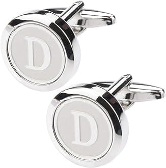 Dannyshi Mens Classic Stainless Steel Initial Cufflinks 26 Alphabet Initial Letter Cufflinks Business Wedding Shirts A-Z