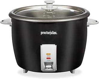 Proctor Silex Rice Cooker & Food Steamer, 30 Cups Cooked (15 Cups Uncooked), Includes Steam and Rinsing Basket, Black (37555)