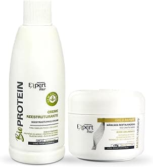 Expert Hair Bio Protein Straightening & Smoothing Kit – Protein Keratin straightening + Gold Repair Mask for Ultimate Hair Transformation – Straight, Silky, Moisturized Hair