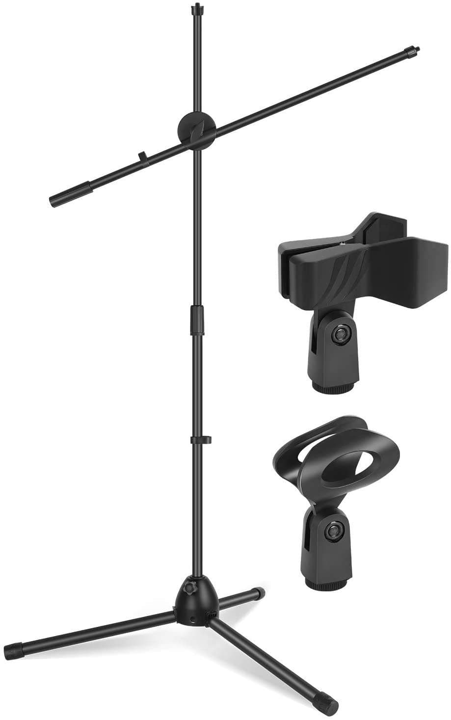 Kadence Mic Stand Heavy Duty Adjustable Dual Microphone Stand, Studio Microphone Stand Upto 2Kg (NK30 Black)