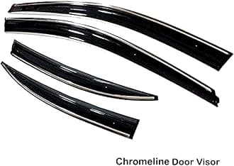 Premium Chromeline & Silverline Unbreakable Car Rear Window Wind Deflectors & Side Door Visor Rain Guard Compatible with (Mahindra XUV 300 (2019 Onwards))