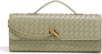 Women's Handmade Woven Evening Bag Leather Shoulder Clutch Handbag Fashion Crossbody Purse