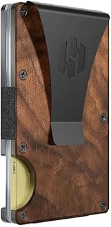 Hayvenhurst Wallet For Men - Reinvented Design Men's Wallet - Slim, Minimalistic & Seamless Card Case, Blocks RFID Scanners, Holds 12 Cards, Walnut Wood, Money Clip