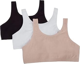 Fruit of the LoomGirls 3 Pack Cotton Built -Up Stretch Sports Bra in Everyday Colors