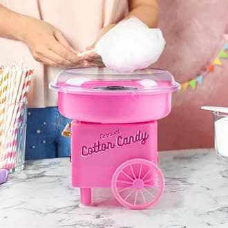 Countertop Cotton Candy Machine – Includes Scoop and 10 Serving Sticks – Works with Hard or Cotton Candy Sugar by Great Northern Popcorn (Pink)