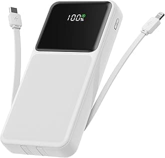 26800mAh Portable Fast Charger with Build in Cables, 22.5W Power Bank with PD 3.0+QC 4.0 LED Display, High Capacity Phone Battery Pack Tracel Essentials Compatible with iPhone Samsung Google, etc