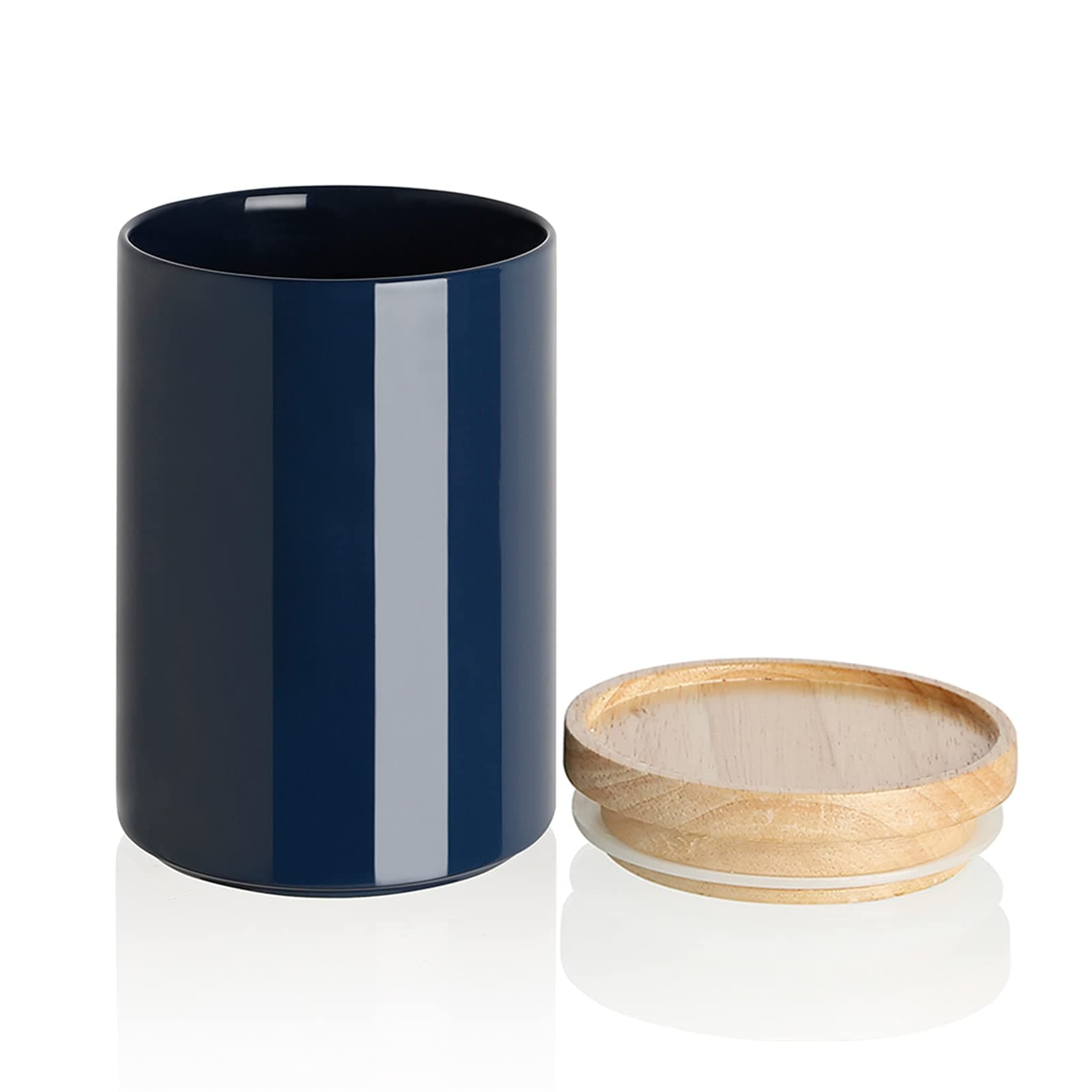 SWEEJAR Kitchen Canisters 58 OZ Ceramic Food Storage Jar, Stackable Containers with Airtight Seal Wooden Lid for Serving Coffee Bean, Flour, Tea, Cookies and More (Navy)