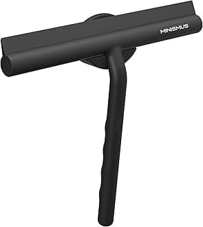 Minismus Shower Squeegee with Magnetic Hook - Silicone Window Wiper - Shower Squeegee for Glass Doors - Glass Squeegee Bathroom Shower - Window Squeege (21 CM, Black)