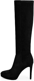 Modatope Knee High Boots Women Pointed Toe Stiletto Heel Fall Tall Boots Elastic Leather Long Boots Side Zipper